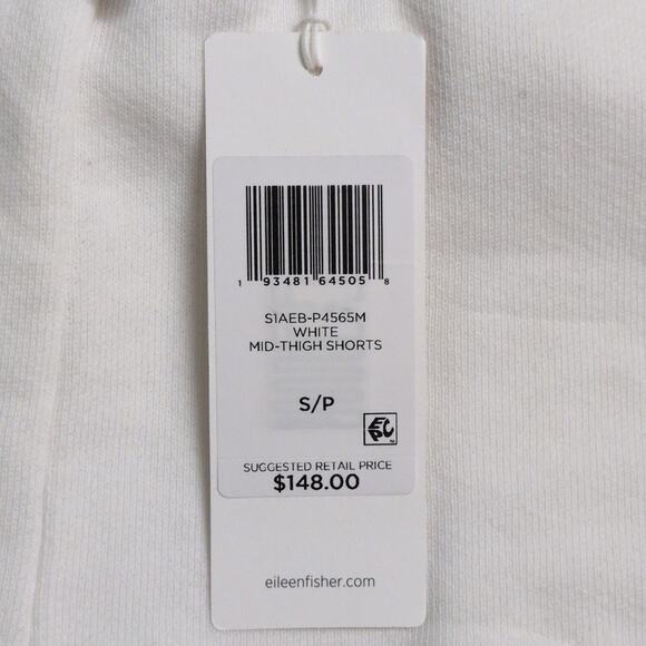 NWT Eileen Fisher White Mid-Thigh Shorts Drawstring Casual Small - Picture 8 of 9